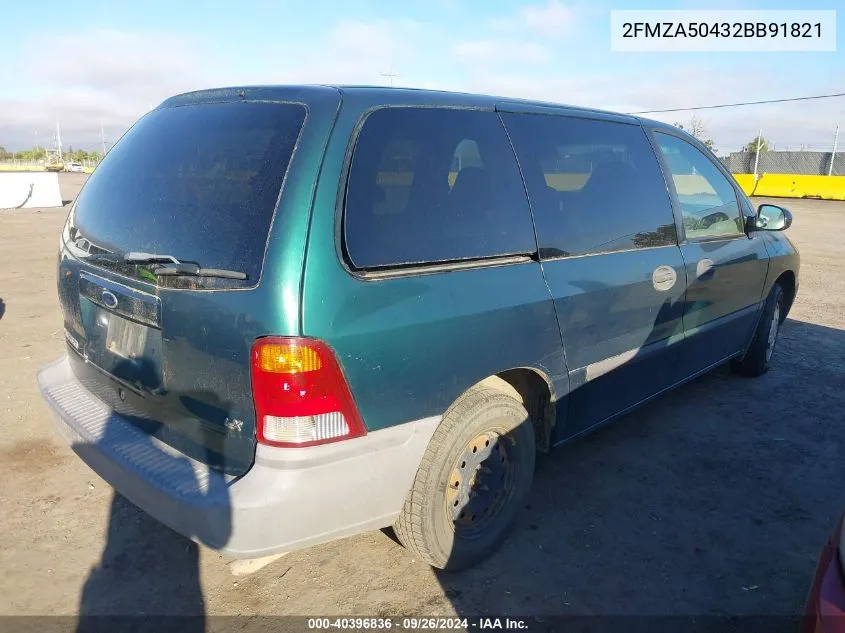 2002 Ford Windstar Lx VIN: 2FMZA50432BB91821 Lot: 40396836