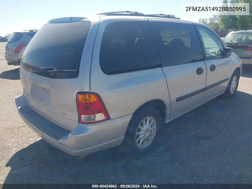 2002 Ford Windstar Lx VIN: 2FMZA51492BB50995 Lot: 40424962