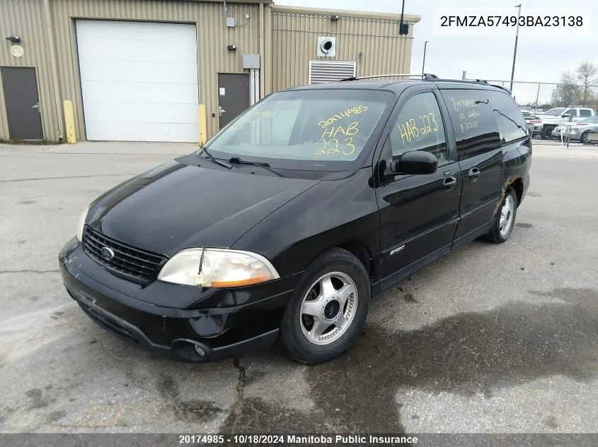 2003 Ford Windstar VIN: 2FMZA57493BA23138 Lot: 20174985