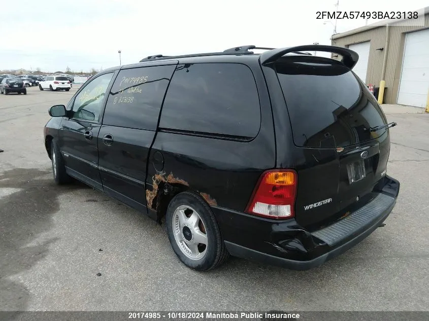 2003 Ford Windstar VIN: 2FMZA57493BA23138 Lot: 20174985