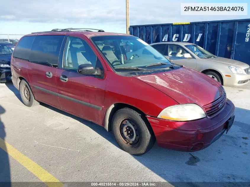 2003 Ford Windstar Lx VIN: 2FMZA51463BA24076 Lot: 40215514