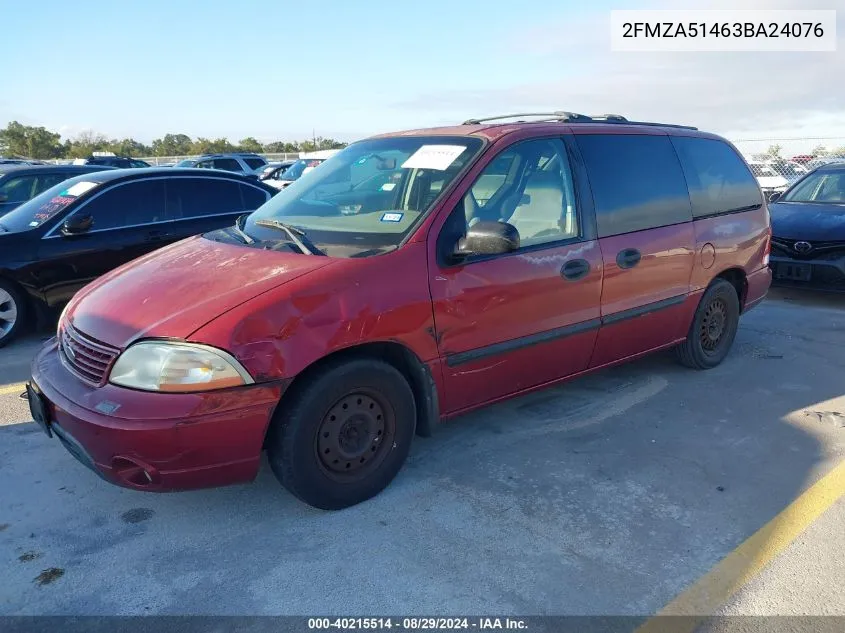 2003 Ford Windstar Lx VIN: 2FMZA51463BA24076 Lot: 40215514