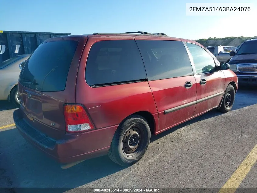 2003 Ford Windstar Lx VIN: 2FMZA51463BA24076 Lot: 40215514