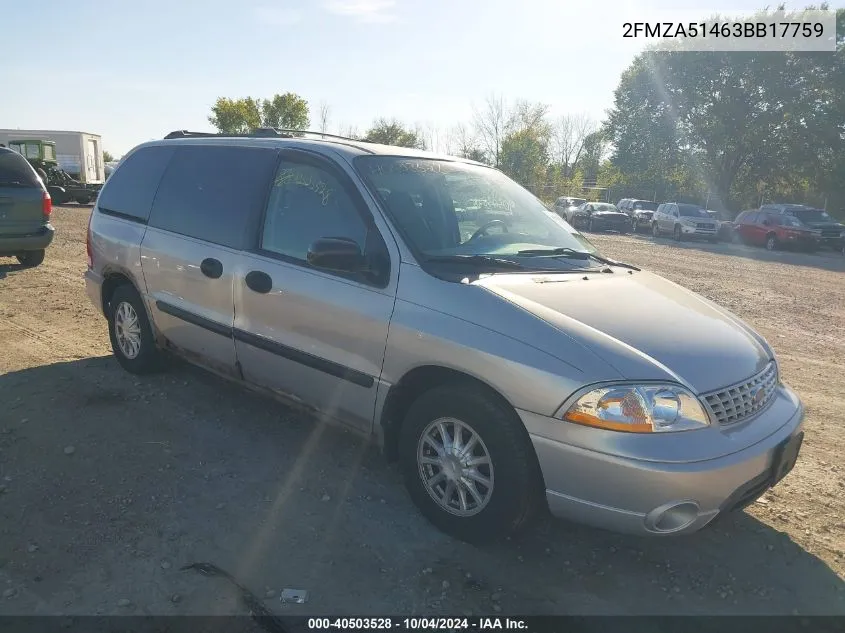 2003 Ford Windstar Lx VIN: 2FMZA51463BB17759 Lot: 40503528