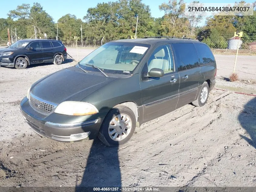 2003 Ford Windstar Limited VIN: 2FMDA58443BA74037 Lot: 40651257