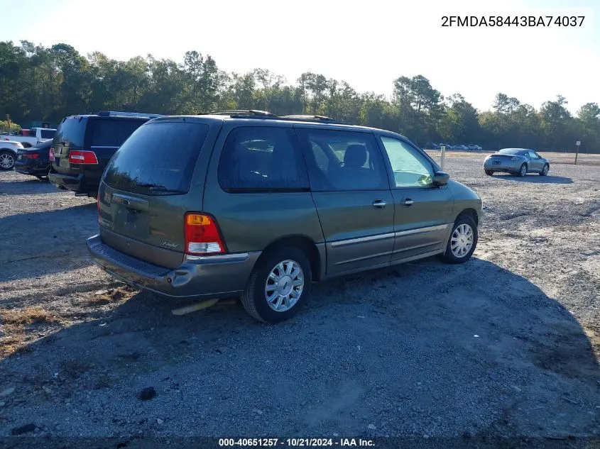 2003 Ford Windstar Limited VIN: 2FMDA58443BA74037 Lot: 40651257