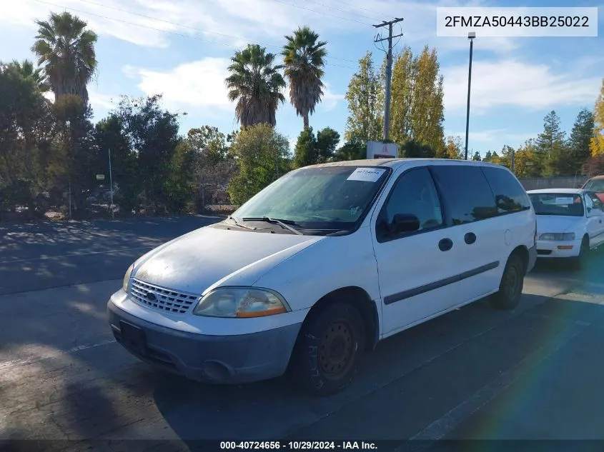 2003 Ford Windstar Standard VIN: 2FMZA50443BB25022 Lot: 40724656