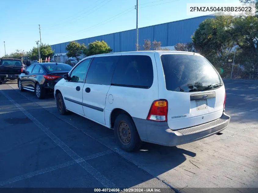 2003 Ford Windstar Standard VIN: 2FMZA50443BB25022 Lot: 40724656