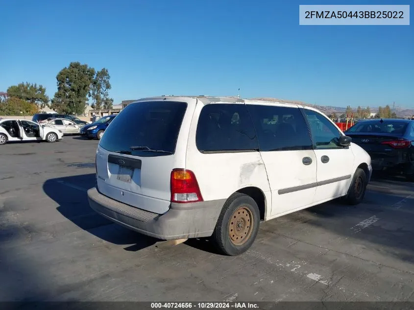 2003 Ford Windstar Standard VIN: 2FMZA50443BB25022 Lot: 40724656