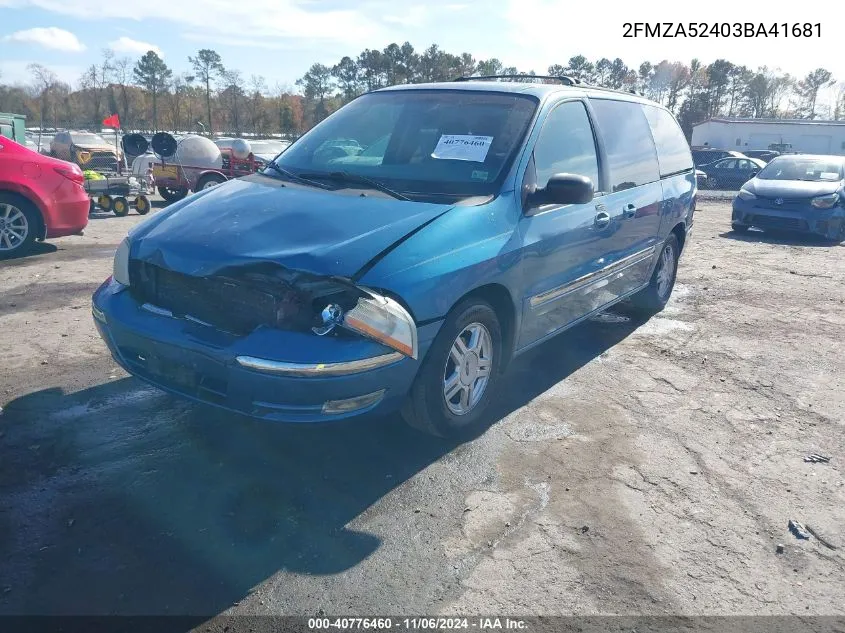 2003 Ford Windstar Se VIN: 2FMZA52403BA41681 Lot: 40776460