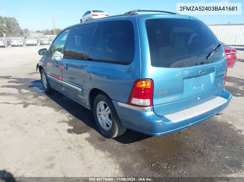 2003 Ford Windstar Se VIN: 2FMZA52403BA41681 Lot: 40776460