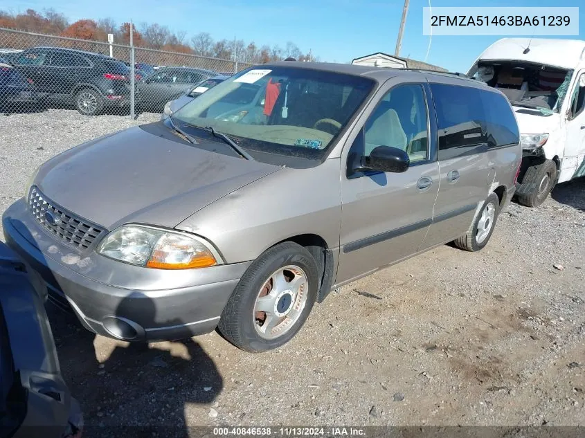 2003 Ford Windstar Lx VIN: 2FMZA51463BA61239 Lot: 40846538