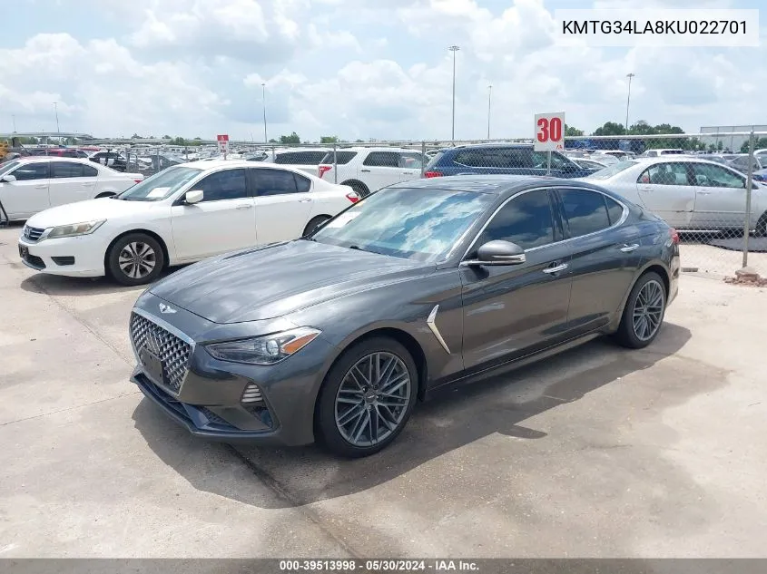 KMTG34LA8KU022701 2019 Genesis G70