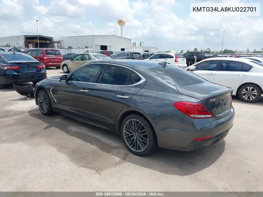 KMTG34LA8KU022701 2019 Genesis G70