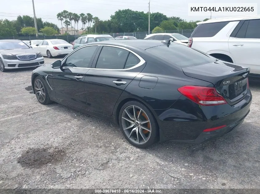 KMTG44LA1KU022665 2019 Genesis G70 2.0T Advanced