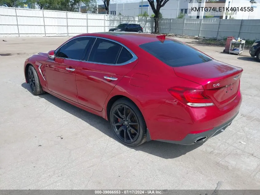 KMTG74LE1K4014558 2019 Genesis G70 3.3T Advanced