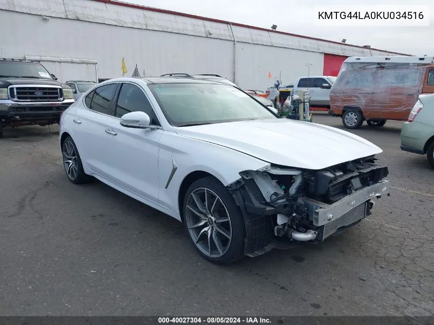 2019 Genesis G70 2.0T Advanced VIN: KMTG44LA0KU034516 Lot: 40027304