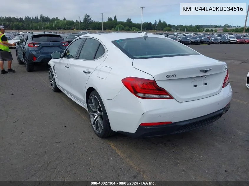 KMTG44LA0KU034516 2019 Genesis G70 2.0T Advanced