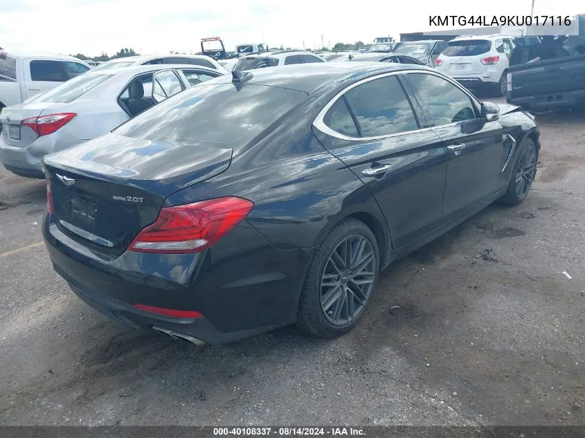 KMTG44LA9KU017116 2019 Genesis G70 2.0T Advanced