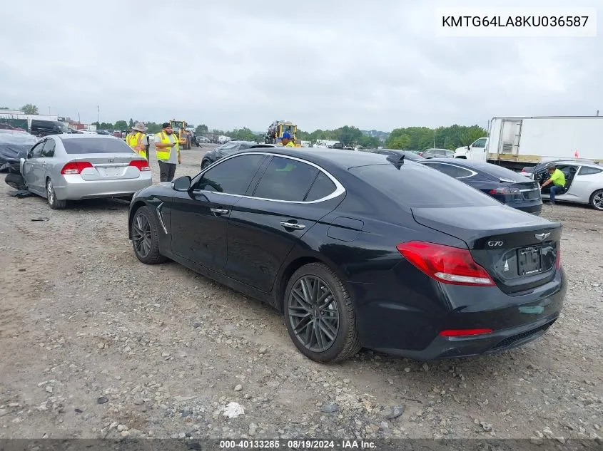 2019 Genesis G70 2.0T Advanced VIN: KMTG64LA8KU036587 Lot: 40133285