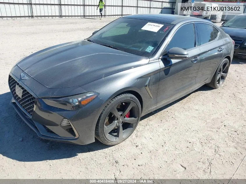 2019 Genesis G70 3.3T Advanced VIN: KMTG34LE1KU013602 Lot: 40438406