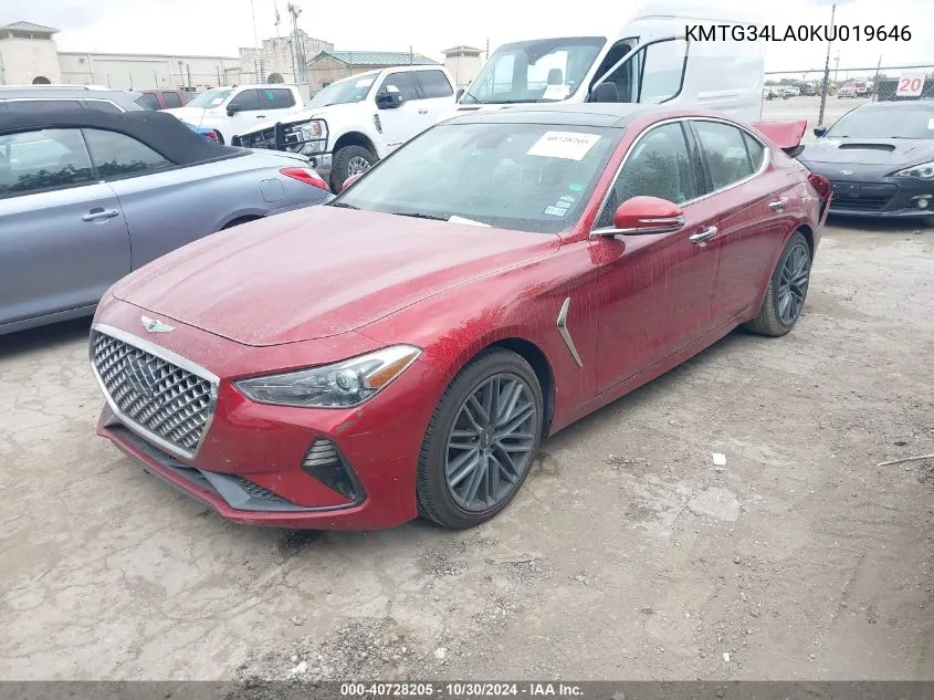 2019 Genesis G70 2.0T Advanced VIN: KMTG34LA0KU019646 Lot: 40728205