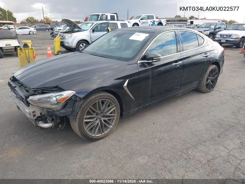 2019 Genesis G70 2.0T Advanced VIN: KMTG34LA0KU022577 Lot: 40823066