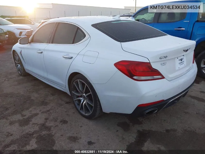 2019 Genesis G70 3.3T Advanced VIN: KMTG74LEXKU034534 Lot: 40832881