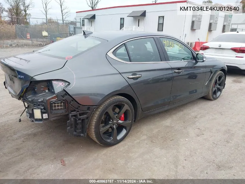 2019 Genesis G70 3.3T Advanced VIN: KMTG34LE4KU012640 Lot: 40863787