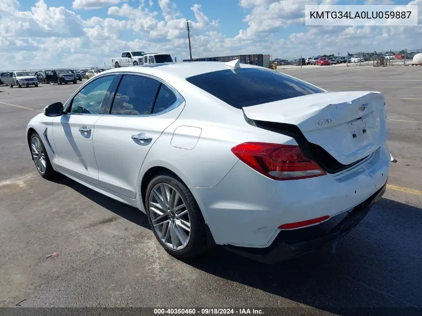 2020 Genesis G70 2.0T Rwd VIN: KMTG34LA0LU059887 Lot: 40350460