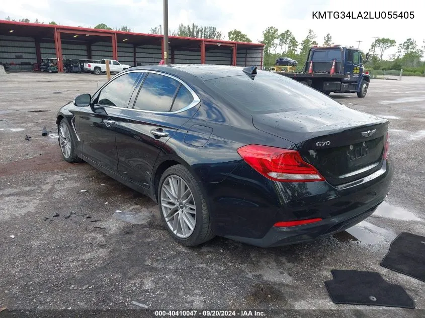 2020 Genesis G70 2.0T Rwd VIN: KMTG34LA2LU055405 Lot: 40410047