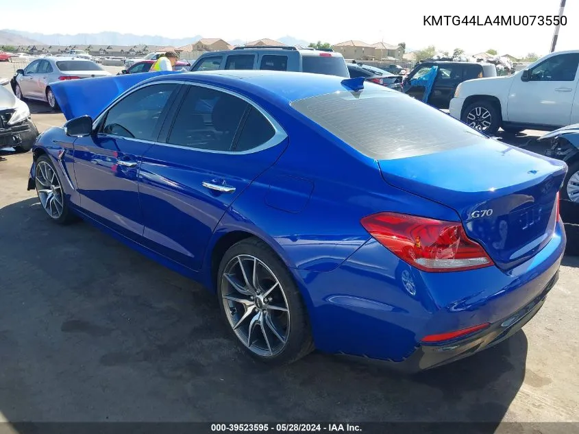 2021 Genesis G70 2.0T Rwd VIN: KMTG44LA4MU073550 Lot: 39523595