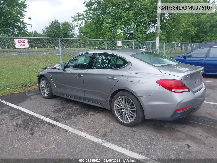 2021 Genesis G70 2.0T Awd VIN: KMTG34LA9MU076107 Lot: 39598620