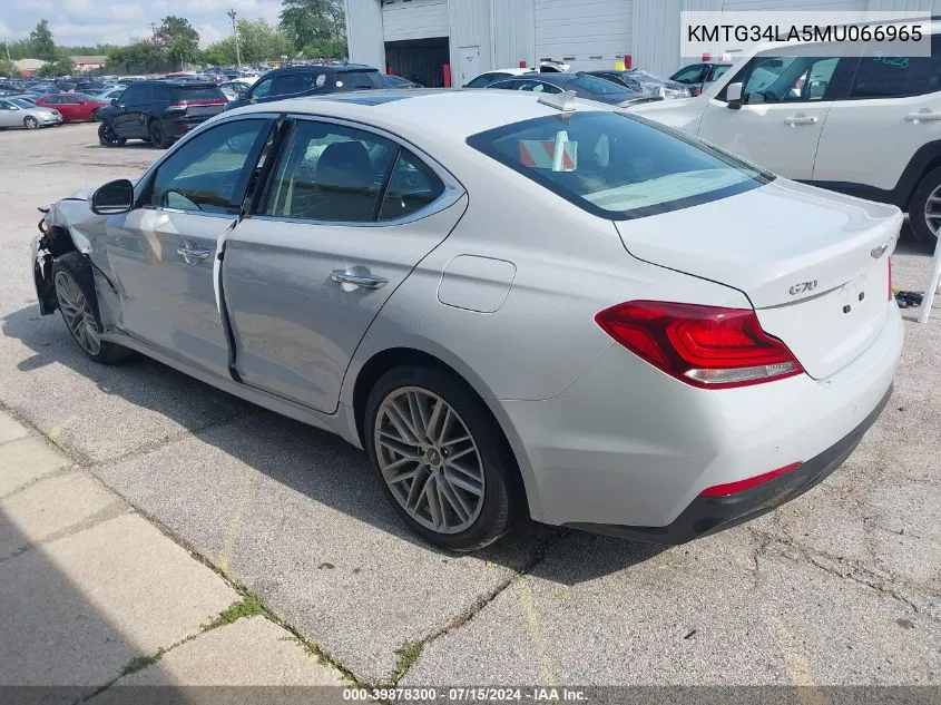 2021 Genesis G70 2.0T Awd VIN: KMTG34LA5MU066965 Lot: 39878300