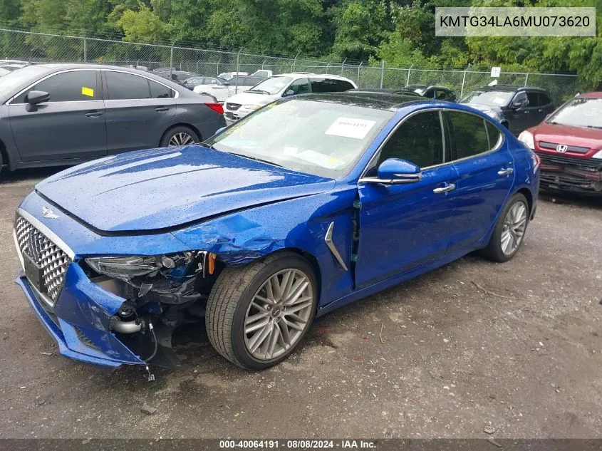 2021 Genesis G70 2.0T Awd VIN: KMTG34LA6MU073620 Lot: 40064191