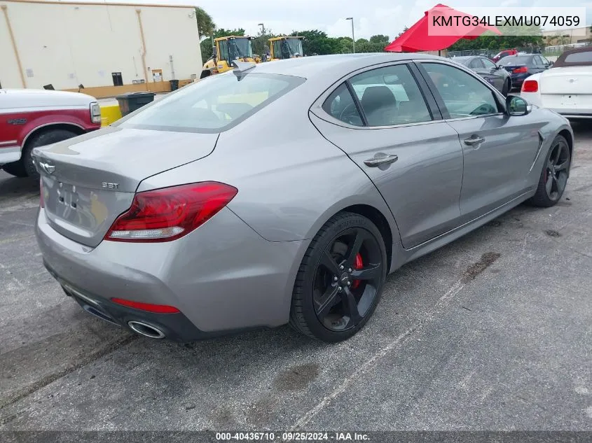 2021 Genesis G70 3.3T Rwd VIN: KMTG34LEXMU074059 Lot: 40436710