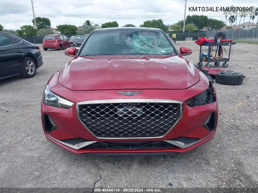 2021 Genesis G70 3.3T Rwd VIN: KMTG34LE4MU070590 Lot: 40444114