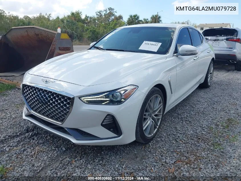 2021 Genesis G70 2.0T Rwd VIN: KMTG64LA2MU079728 Lot: 40830602