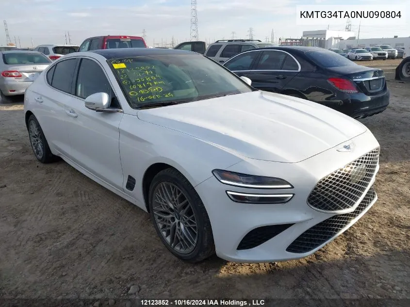 2022 Genesis G70 2.0T Advanced Awd VIN: KMTG34TA0NU090804 Lot: 12123852