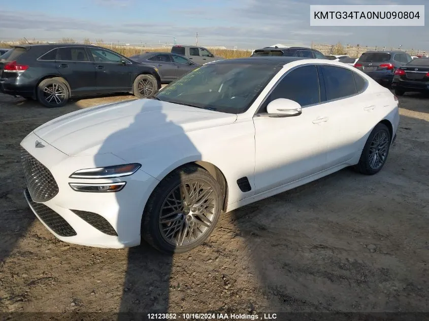 2022 Genesis G70 2.0T Advanced Awd VIN: KMTG34TA0NU090804 Lot: 12123852