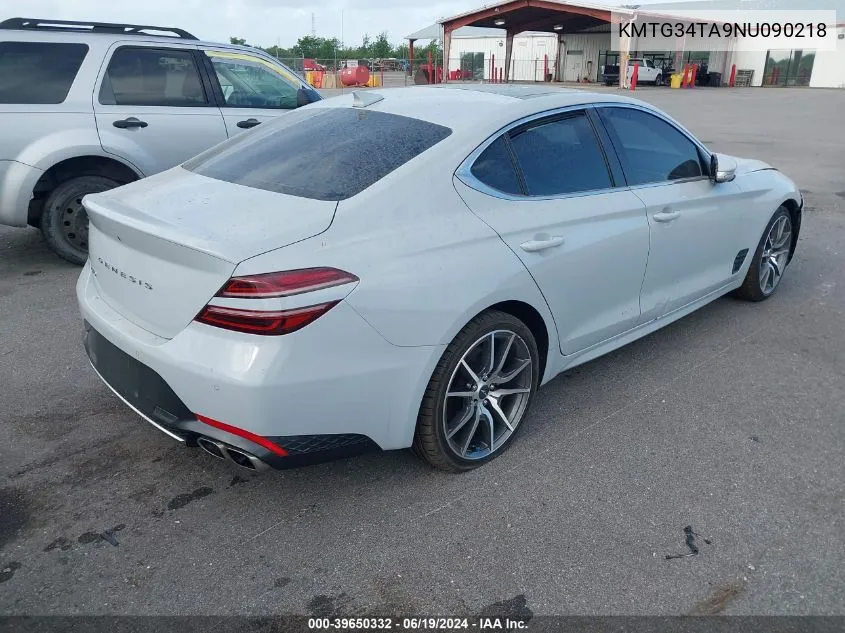 2022 Genesis G70 2.0T Rwd VIN: KMTG34TA9NU090218 Lot: 39650332