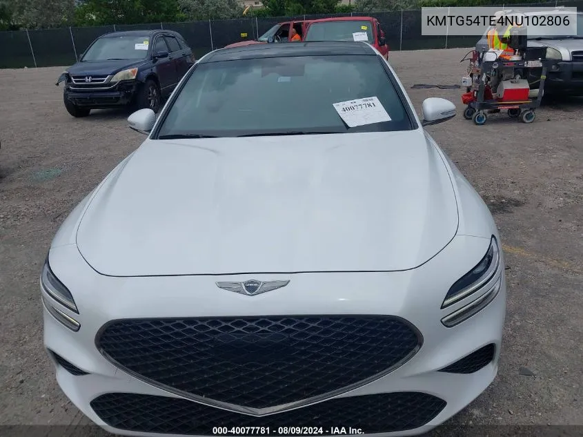 2022 Genesis G70 3.3T Awd VIN: KMTG54TE4NU102806 Lot: 40077781