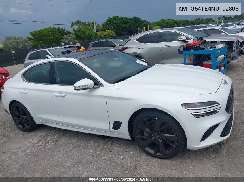 2022 Genesis G70 3.3T Awd VIN: KMTG54TE4NU102806 Lot: 40077781