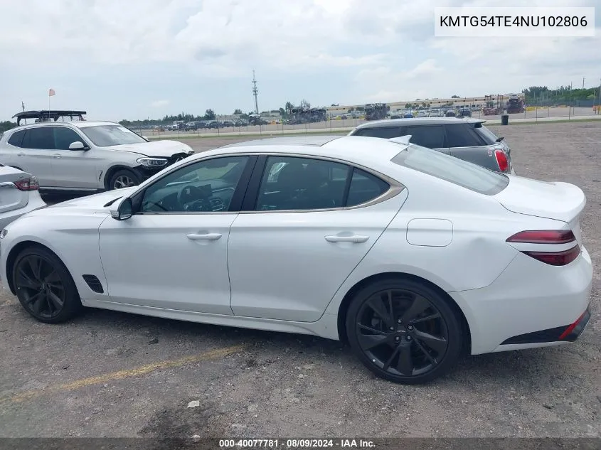 2022 Genesis G70 3.3T Awd VIN: KMTG54TE4NU102806 Lot: 40077781