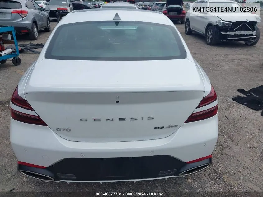 2022 Genesis G70 3.3T Awd VIN: KMTG54TE4NU102806 Lot: 40077781