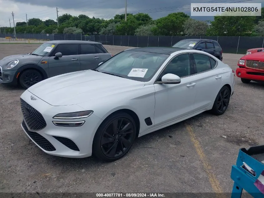 2022 Genesis G70 3.3T Awd VIN: KMTG54TE4NU102806 Lot: 40077781