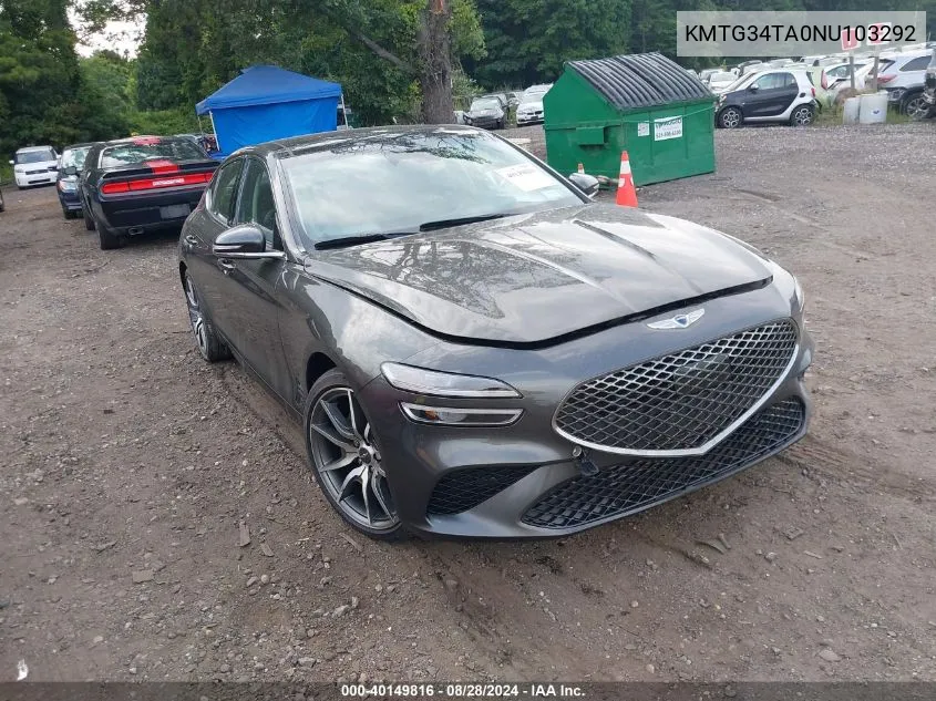 KMTG34TA0NU103292 2022 Genesis G70 2.0T Awd