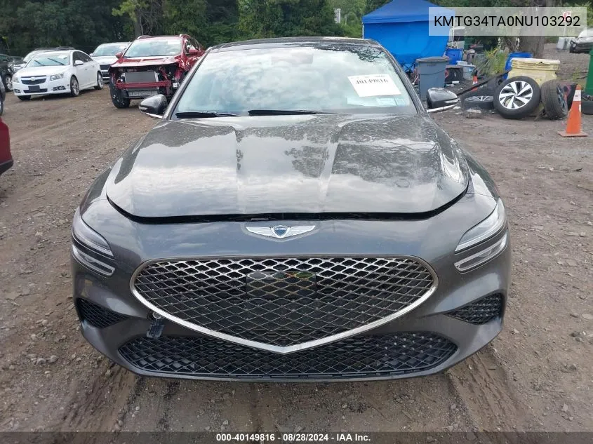 KMTG34TA0NU103292 2022 Genesis G70 2.0T Awd