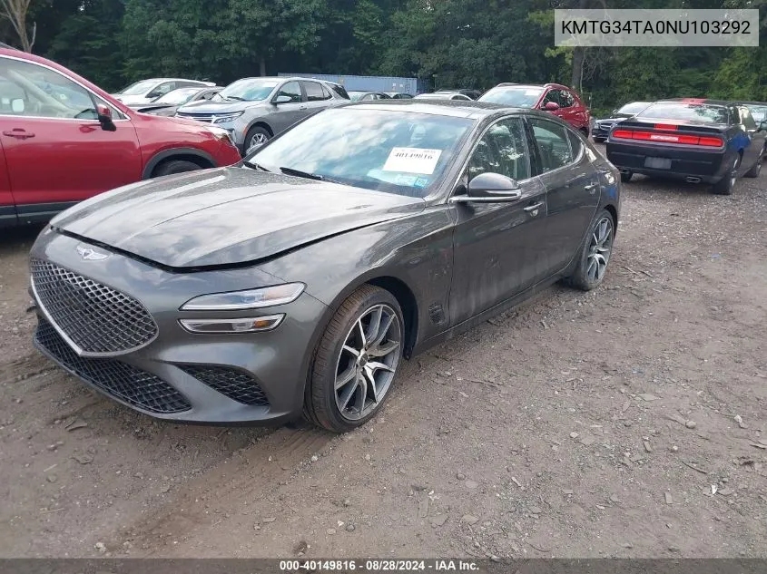 2022 Genesis G70 2.0T Awd VIN: KMTG34TA0NU103292 Lot: 40149816