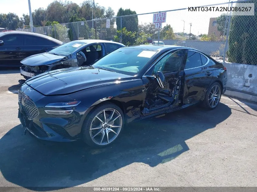 2022 Genesis G70 2.0T Rwd VIN: KMTG34TA2NU086267 Lot: 40391204